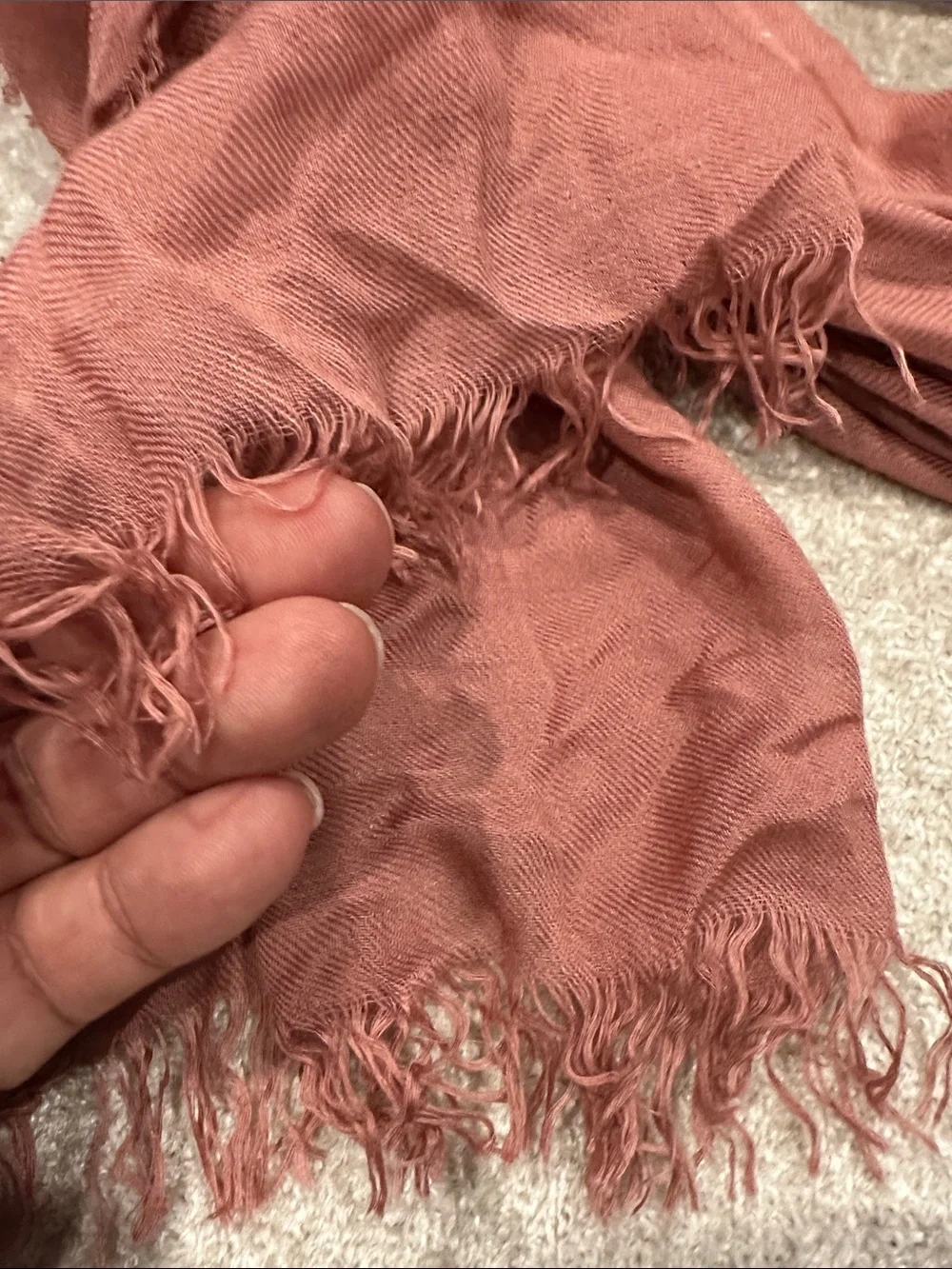 Theory Dusty Rose Lightweight Fringed Scarf